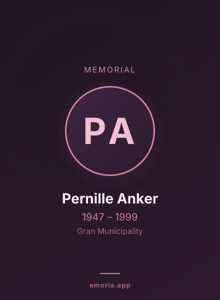 Memorial portrait of Pernille Anker