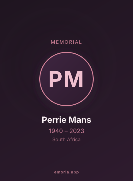 Memorial portrait of Perrie Mans
