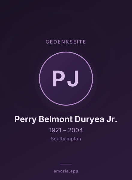 Gedenkportrait von Perry Belmont Duryea Jr.