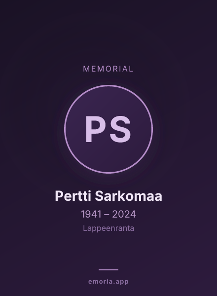 Memorial portrait of Pertti Sarkomaa