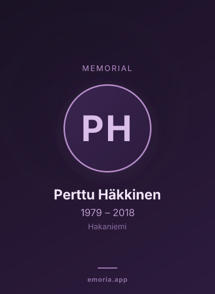 Memorial portrait of Perttu Häkkinen