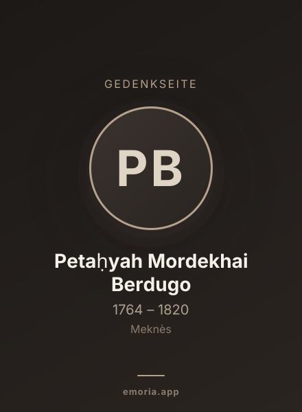 Gedenkportrait von Petaḥyah Mordekhai Berdugo