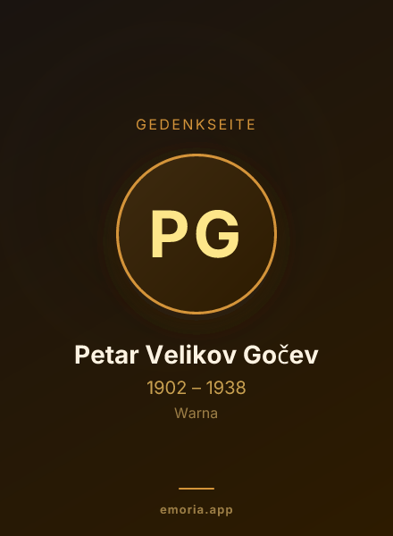 Gedenkportrait von Petar Velikov Gočev