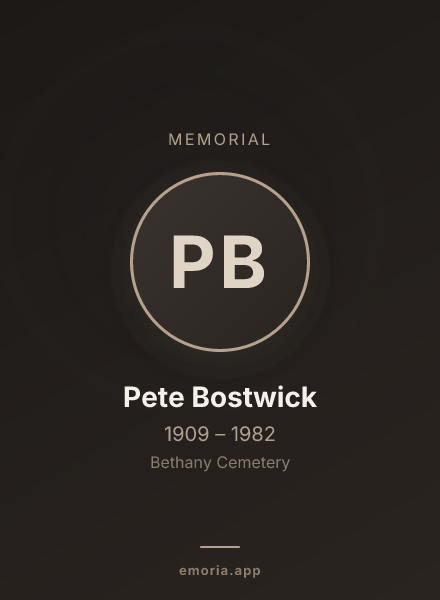 Memorial portrait of Pete Bostwick
