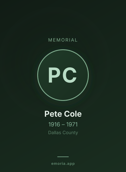 Memorial portrait of Pete Cole