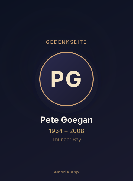 Gedenkportrait von Pete Goegan