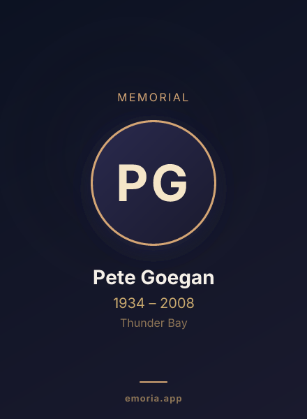 Memorial portrait of Pete Goegan