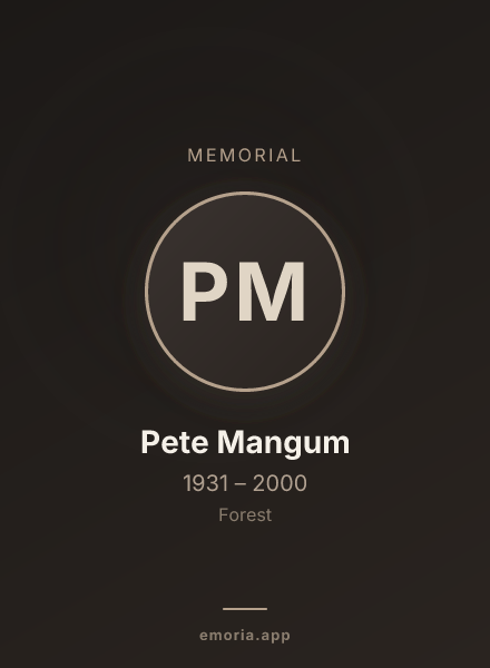 Memorial portrait of Pete Mangum
