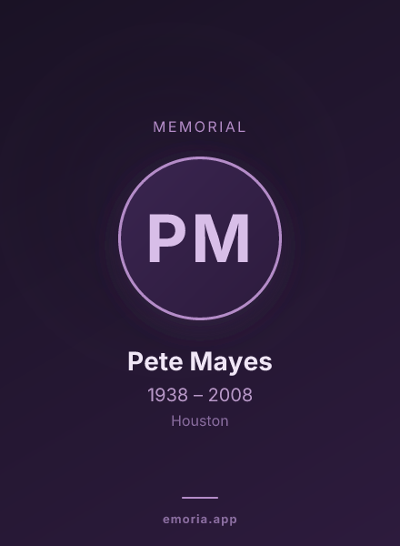 Memorial portrait of Pete Mayes