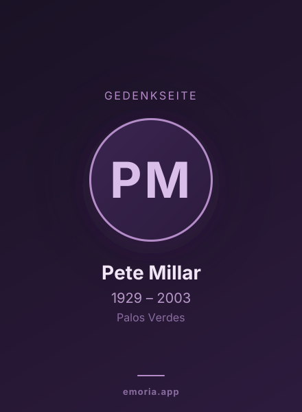 Gedenkportrait von Pete Millar