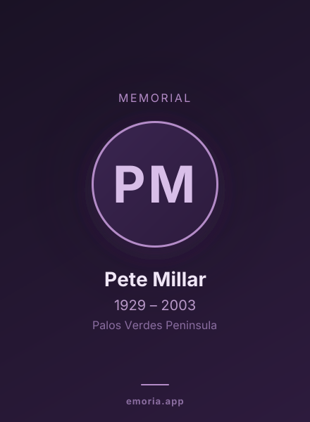Memorial portrait of Pete Millar
