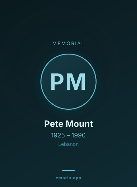Memorial portrait of Pete Mount
