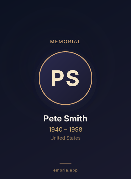 Memorial portrait of Pete Smith