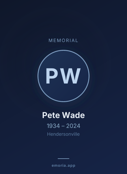 Memorial portrait of Pete Wade