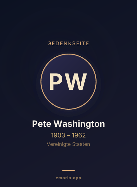 Gedenkportrait von Pete Washington