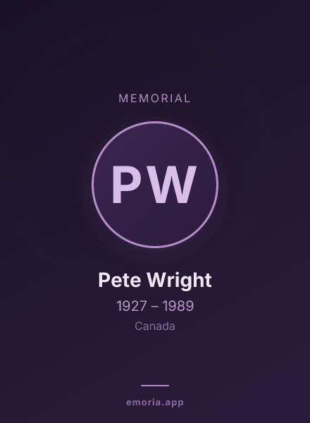 Memorial portrait of Pete Wright