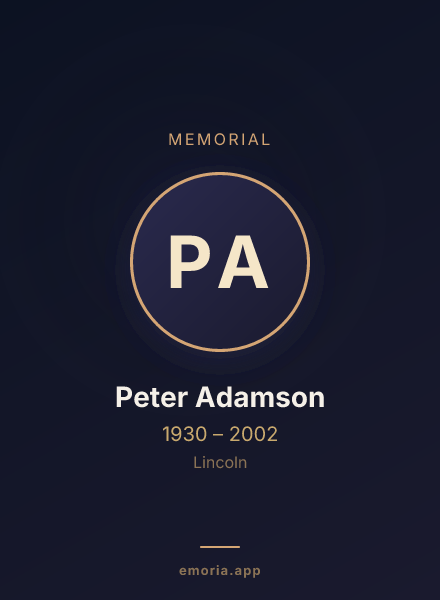 Memorial portrait of Peter Adamson