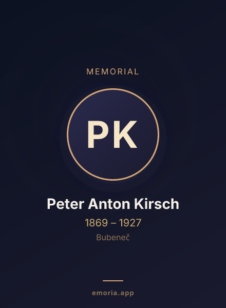 Memorial portrait of Peter Anton Kirsch