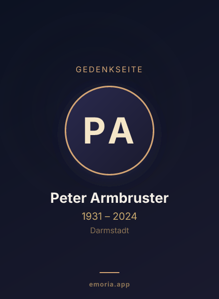 Gedenkportrait von Peter Armbruster