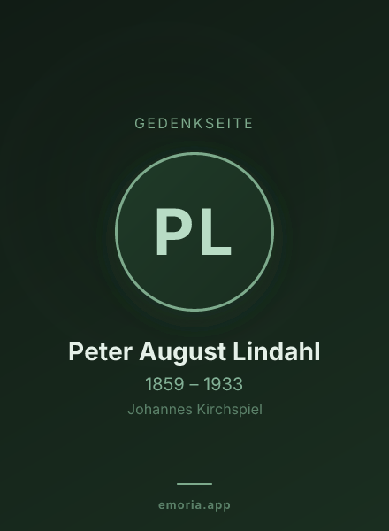 Gedenkportrait von Peter August Lindahl