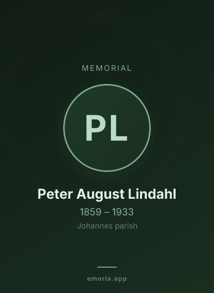 Memorial portrait of Peter August Lindahl