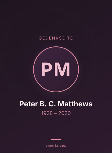 Gedenkportrait von Peter B. C. Matthews