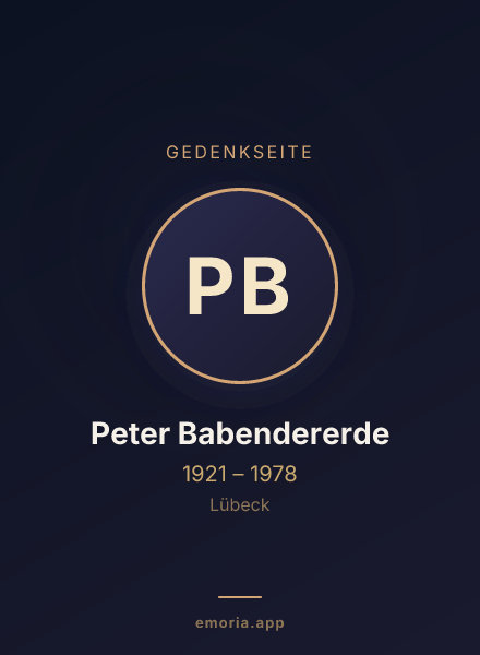 Gedenkportrait von Peter Babendererde
