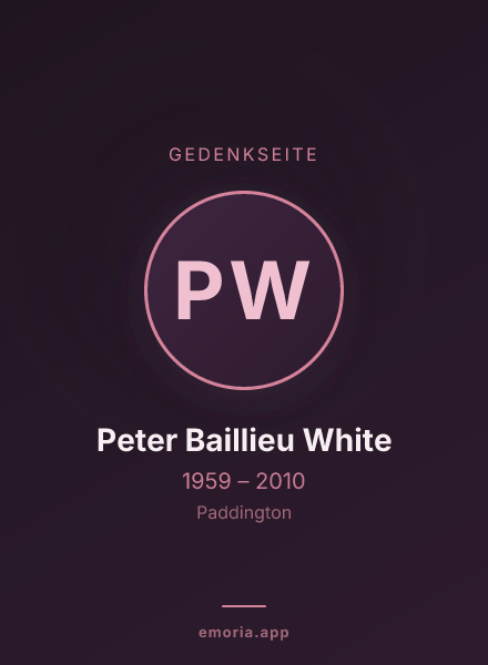 Gedenkportrait von Peter Baillieu White