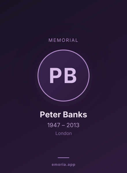 Memorial portrait of Peter Banks