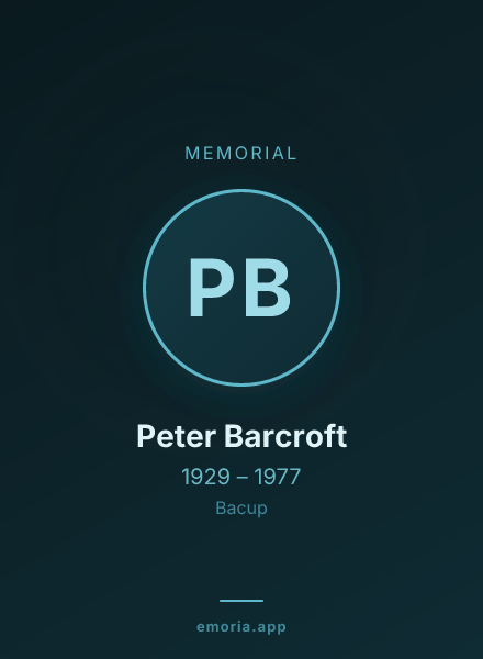 Memorial portrait of Peter Barcroft
