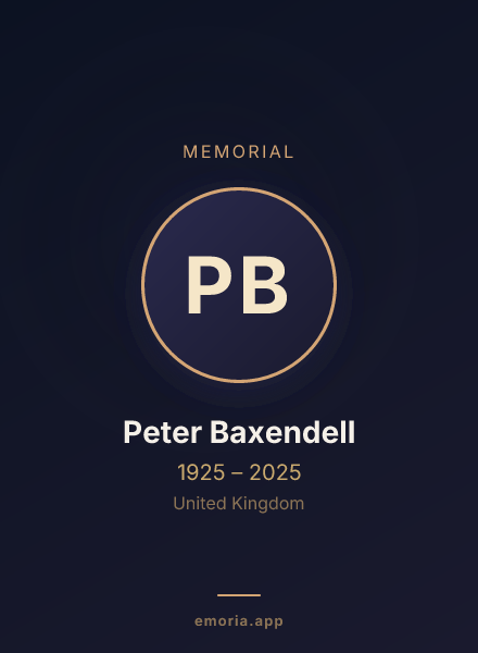 Memorial portrait of Peter Baxendell