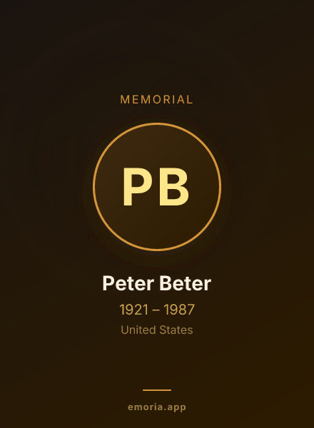 Memorial portrait of Peter Beter