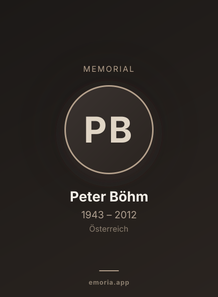 Memorial portrait of Peter Böhm