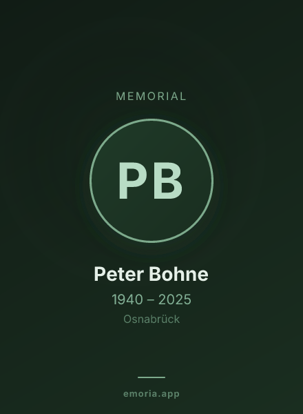 Memorial portrait of Peter Bohne