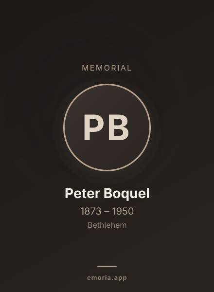 Memorial portrait of Peter Boquel