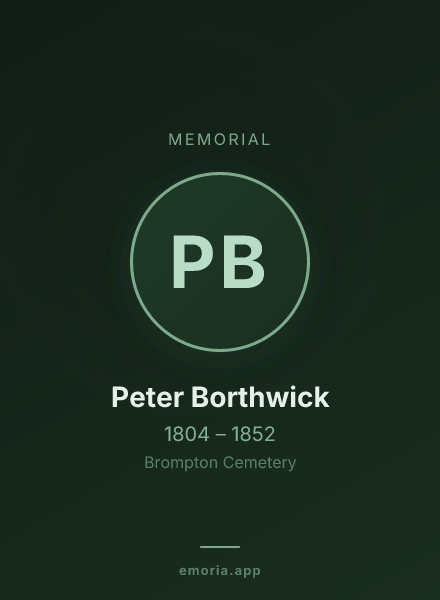 Memorial portrait of Peter Borthwick