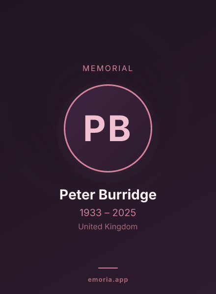Memorial portrait of Peter Burridge