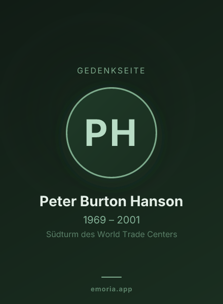 Gedenkportrait von Peter Burton Hanson