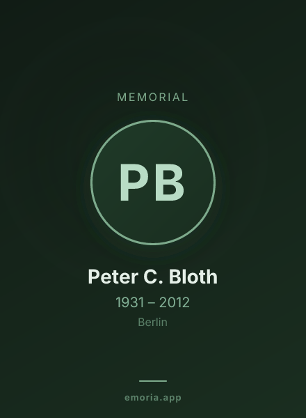 Memorial portrait of Peter C. Bloth