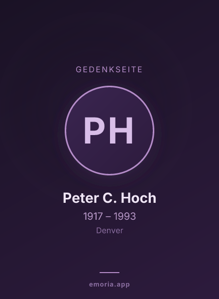 Gedenkportrait von Peter C. Hoch