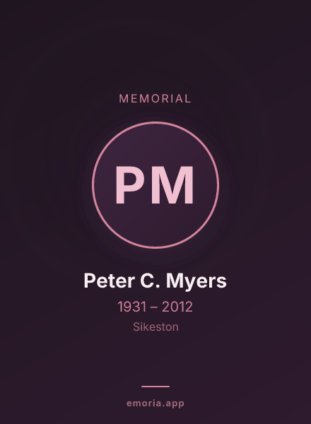 Memorial portrait of Peter C. Myers