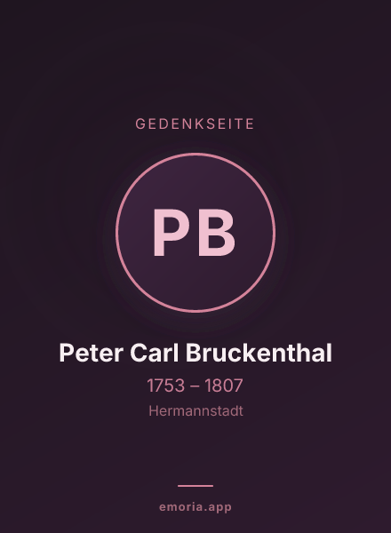 Gedenkportrait von Peter Carl Bruckenthal