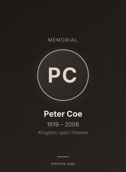 Memorial portrait of Peter Coe