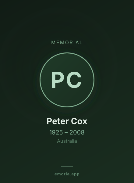 Memorial portrait of Peter Cox