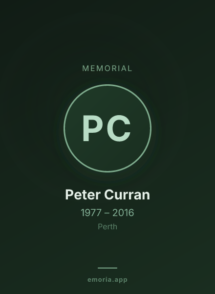 Memorial portrait of Peter Curran