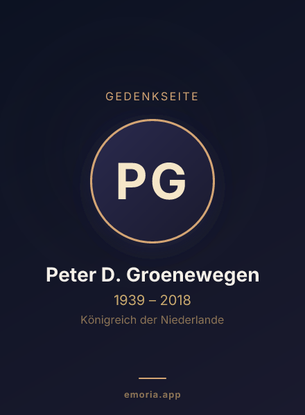 Gedenkportrait von Peter D. Groenewegen