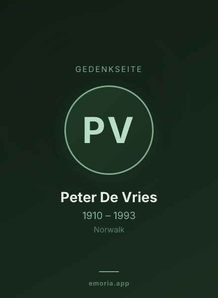 Gedenkportrait von Peter De Vries