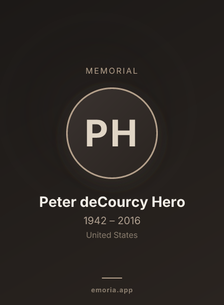 Memorial portrait of Peter deCourcy Hero