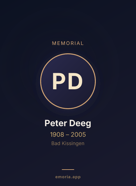 Memorial portrait of Peter Deeg