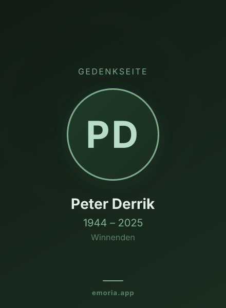 Gedenkportrait von Peter Derrik